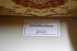 Floral Pattern Tufted Back Armchair Hand Made by Kravet Furniture, Two Accent Pillows