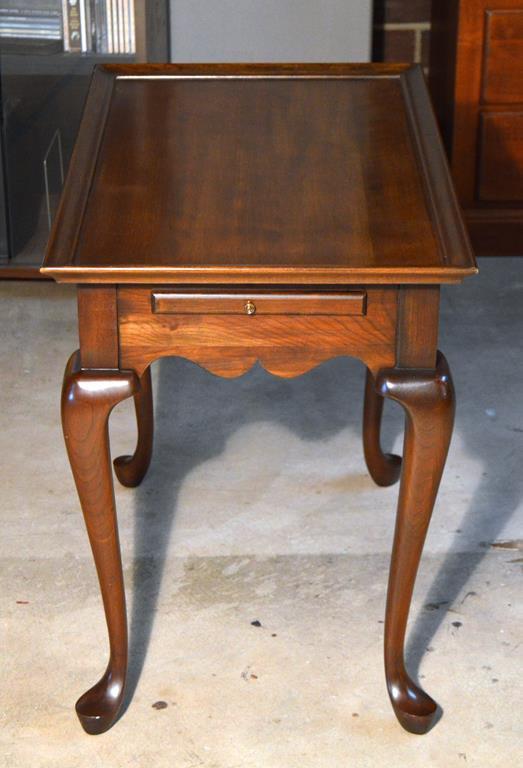 Fine Pennsylvania House Queen Anne Style Cherry Side Tea Table, Candle Slides