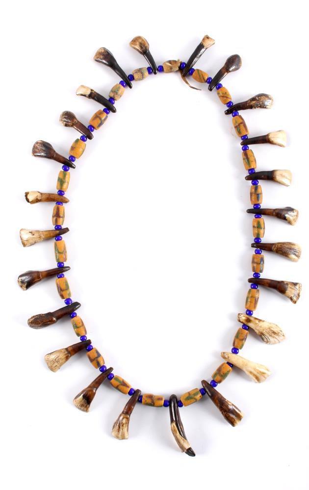 Plains Indian Petrified Buffalo Teeth Necklace