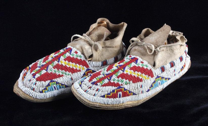 Sioux Fully Beaded Moccasins 1890-1910 Sinew Sewn