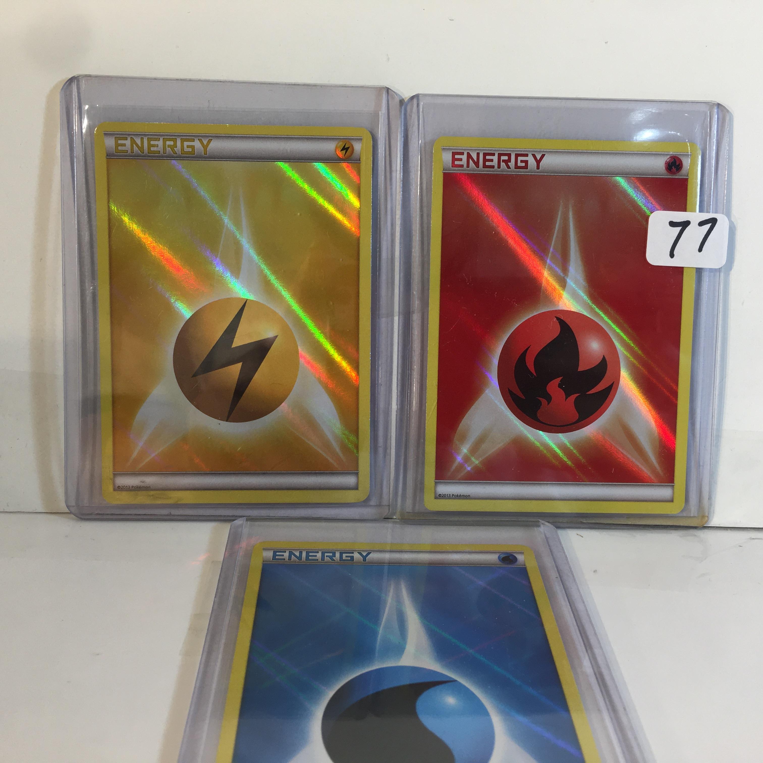Lot of 3 Pcs Collector Modern Pokemon Trading Game Cards Holographic - See Pictures