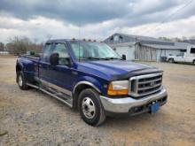 1999 BLUE F350 DUALLY TRUCK, MILES SHOWING: 55,097, RUNS/DRIVES, 2WD, AUTOM
