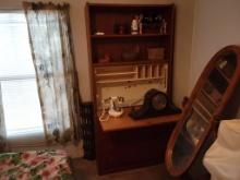 WOODEN CABINET WITH FOLD DOWN TABLE AREA (3'Wx6'H) INCLUDES ITEMS IN CABINE
