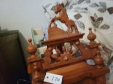 WOODEN HAND CRAFTED HORSE CLOCK