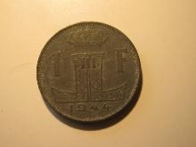Foreign Coins: WWII 1944 Belgium 1 Franc