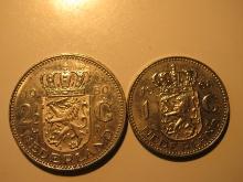 Foreign Coins: Netherlands 1980 2.5 & 1968 1 Gulden