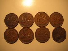 Foreign Coins: Canada WWII (1940,41,43,45),46,47,51&75Cents