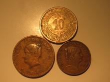 Foreign Coins: 1940 10 & 1944,66 Mexico 5 Centavos
