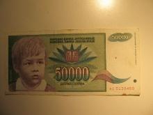 Foreign Currency: 1992 Yugoslavia 50,000 Dinara