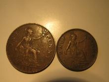 Foreign Coins: Great Britain 1935 Penny & 1931 1/2 Penny