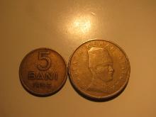Foreign Coins: 1956Romania 5 Bani & Turkey 100,000 Lira