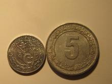 Foreign Coins: Algeria 1964 1 & 1977 5 Centimes