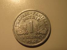 Foreign Coins: 1943 (WWI) France 1 Franc