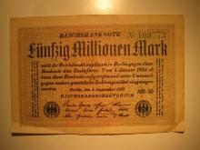 Foreign Currency: 1923/1924 Germany 50 Million Mark
