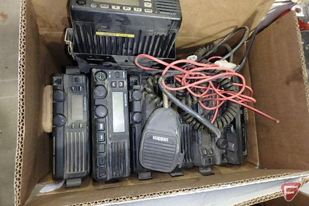 7 boxes of Motorola and Kenwood 2-way radios; fire extinguisher; first aid kit