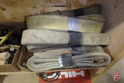 Tow straps, welding chisel hammers, wire brushes, concrete drill bits, rubber pail