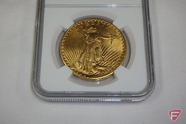 1927 20dollar St Gaudens gold coin, NGC certified MS64 with exeptional luster and eye appeal