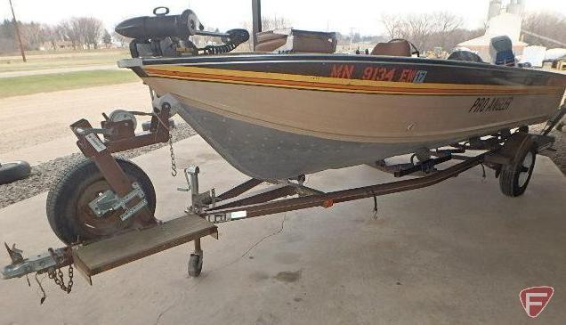 1985 Smoker Craft Pro Angler boat with 1985 Spartan Boat trailer