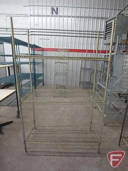 Metro style racking/shelving: (4) uprights 76inH, (3) shelves 48inX24in
