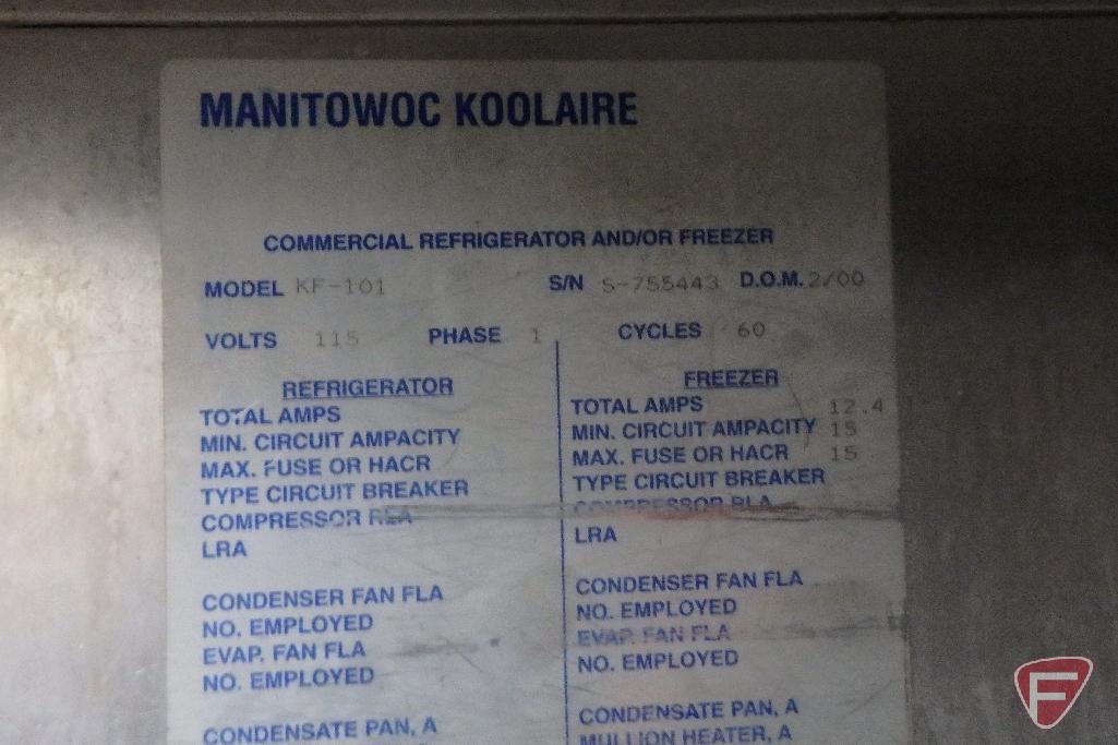 Manitowac Koolaire KF-101 upright refrigerator/freezer on casters, sn S-755443