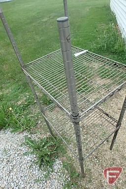 Metro Rack wire shelving: (4) 55in uprights, (2) 18inx48in shelves