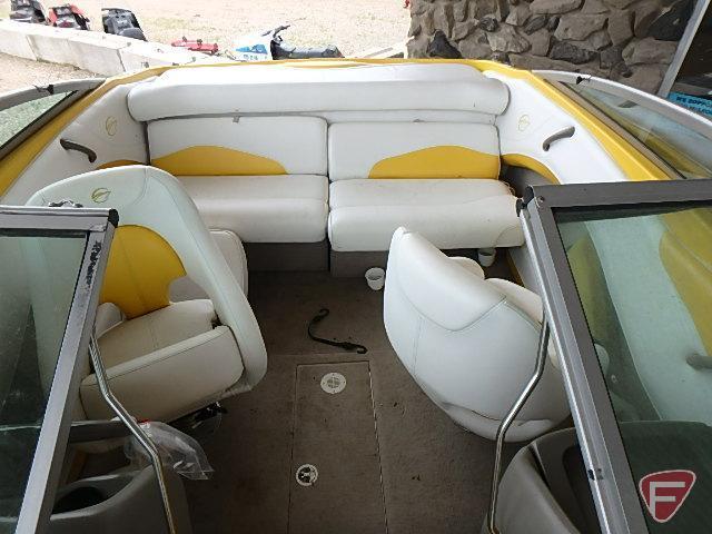 2003 Crownline 19 ft Fiberglass Motor Boat and 2003 Prestige Custom boat trailer