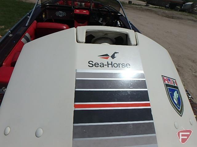 1982 Baja 160BR speedboat with 115HP Johnson outboard, ski pole, and 1982 EZ Loader trailer