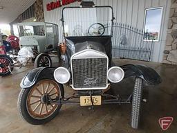 1923 Ford 4 Door Model T Sedan car frame, VIN: 7811106, engine compartment has engine and hood