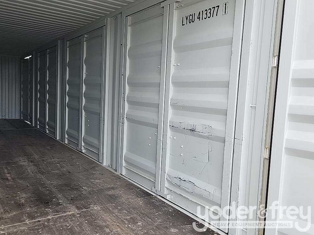 Unused 40' HC Multi Door Container, Four Side Doors, One End Door, Lock Box