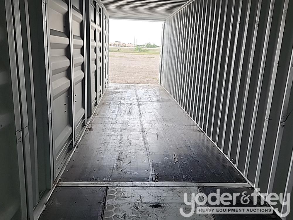 Unused 40' HC Multi Door Container, Four Side Doors, One End Door, Lock Box