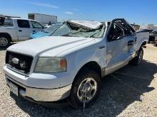 2006 FORD F150 PICKUP TRUCK, UNKNOWN MILEAGE,  WRECKED, 4 DR, 2WD, GAS, A/T
