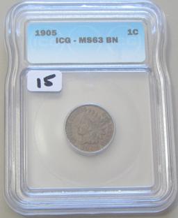 1905 INDIAN HEAD CENT ICG MS 63