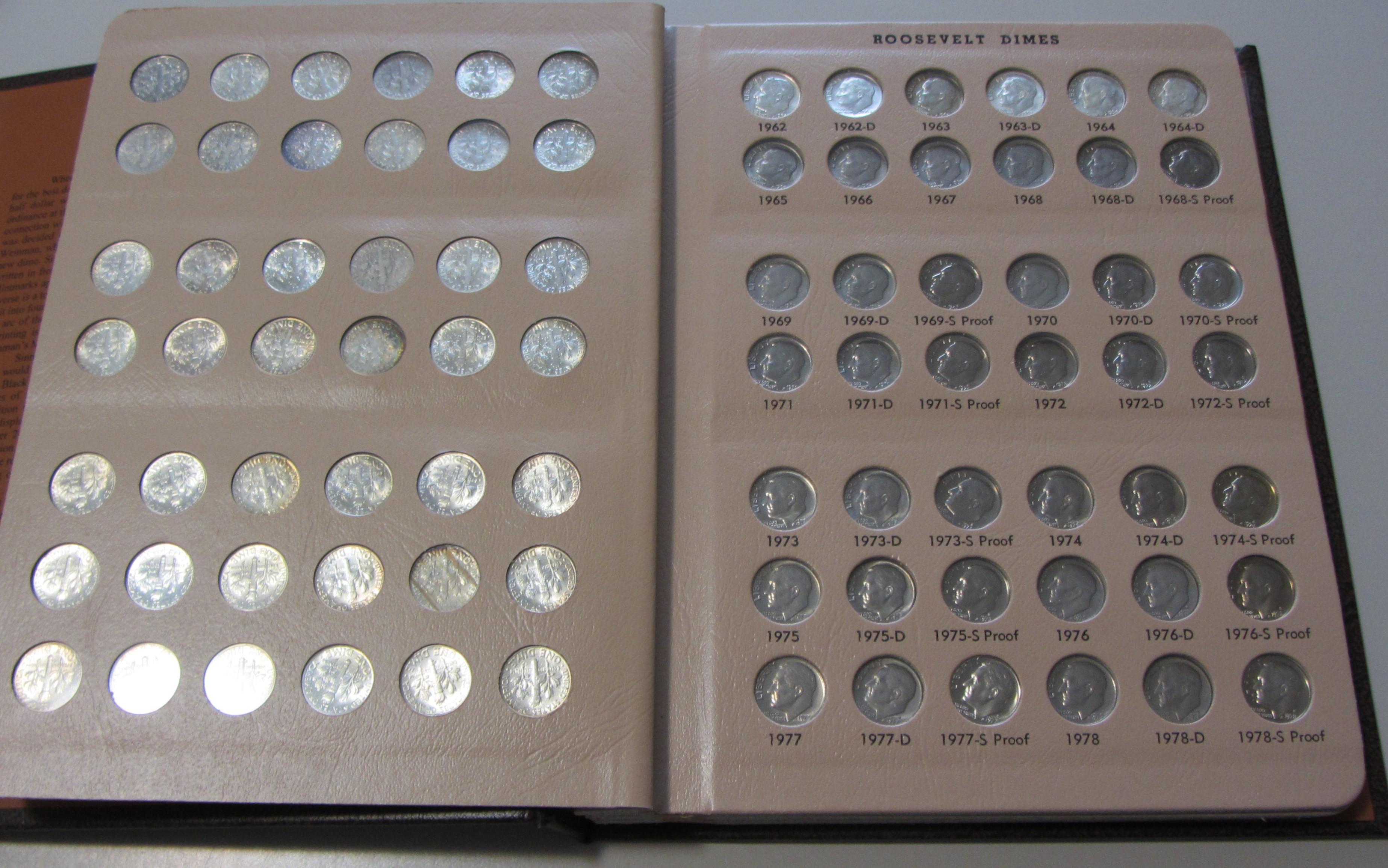 SILVER ROOSEVELT DIME SET WITH PROOFS HIGH GRADE 180 COINS