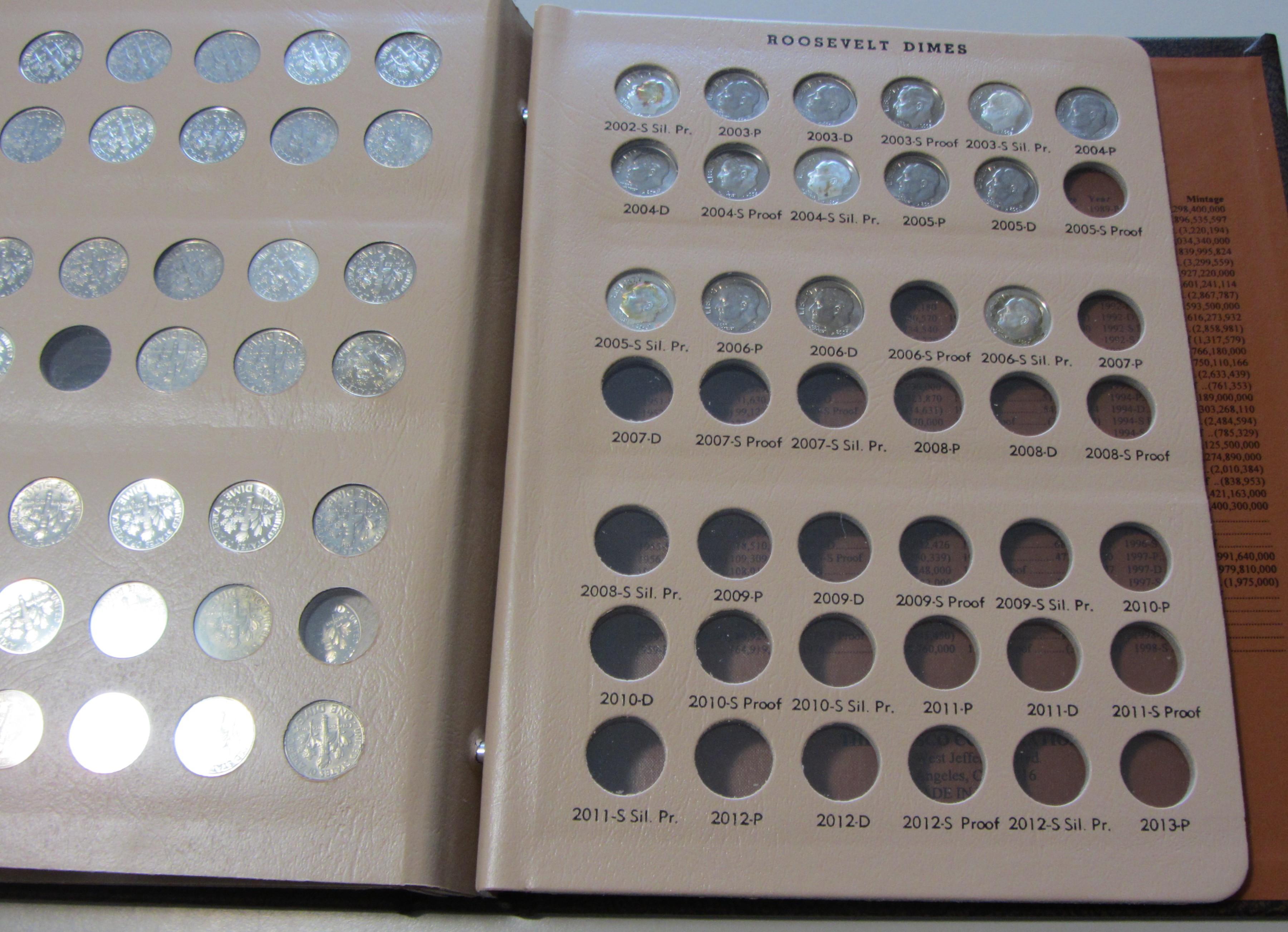 SILVER ROOSEVELT DIME SET WITH PROOFS HIGH GRADE 180 COINS