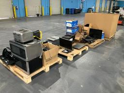 PALLET OF COMPUTERS, MONITORS, PAPER AND PRINTERS