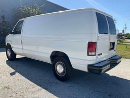 2003 FORD E-SERIES CARGO VAN, APPROX GVWR 8600LBS, STORAGE UNIT & SHELVES IN BACK , RUNS & DRIVES