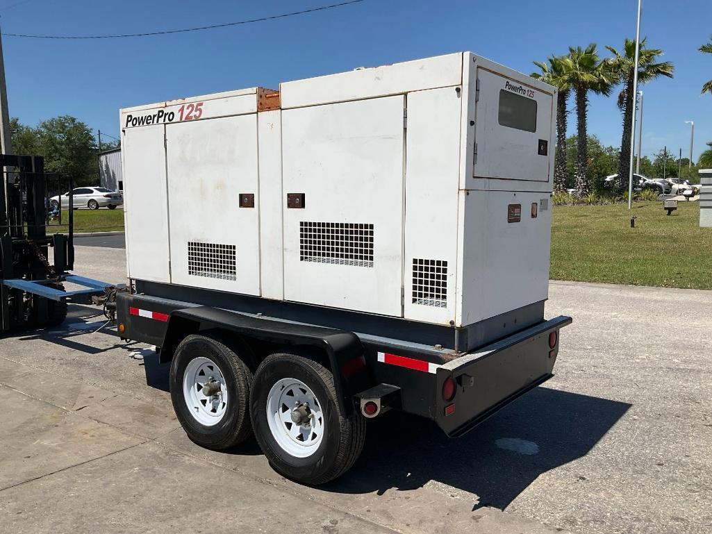 POWER PRO 125 GENERATOR MODEL SDG125S, DIESEL, TRAILER MOUNTED, APPROX 125 KVA OUTPUT, APPROX
