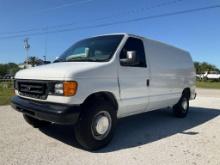 2003 FORD E-SERIES CARGO VAN, APPROX GVWR 8600LBS, STORAGE UNIT & SHELVES IN BACK , RUNS & DRIVES