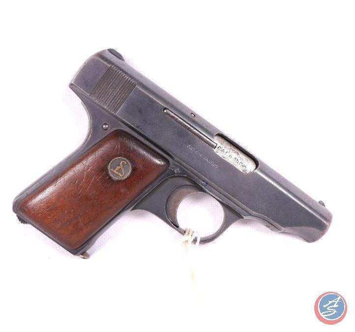 Manufacturer: Ortgies Model: 6.35mm Pistol Caliber: 6.35mm Serial #: 77470 Type: S/A Pistol