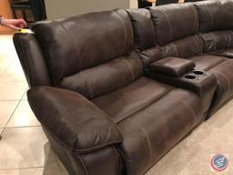 Bonded Leather 3 pc recliner sectional, theatre seating, 90 degree angle, $1700 new