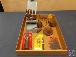 Inside Caliper, Hex Keys, Screwdrivers, Masonry Drill Bits, Drill Bit Set in Metal Case, Vintage
