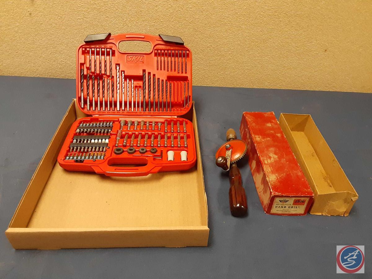 Vintage Miller Falls Hand Drill - 2500 in original box,...Skil Drill Bit/Nutdriver/Screwdriver Set i