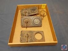 (3) Vintage Ford Model T Ignition Switch Plates (1 has missing amp gauge)