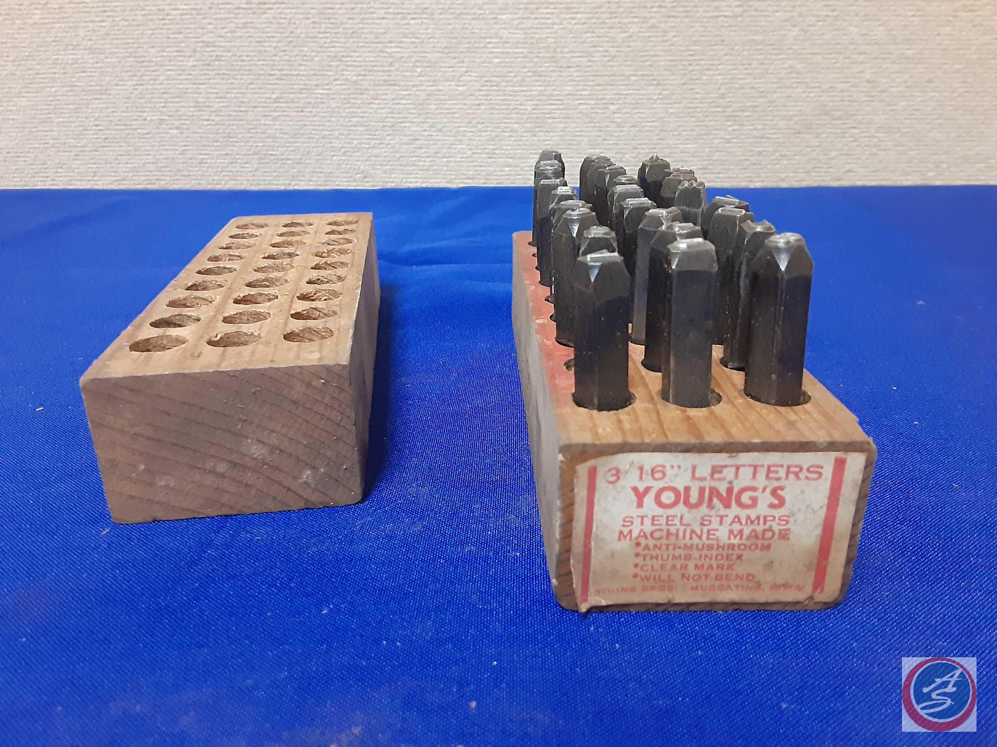 Skil Power Wrench 3/8in., Vintage Number Punch Set in Circular...Wood Cases, Young's...Letters Punch