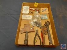 Vintage Survival Hunting Tool/Hatchet/Knife w/SheathUtility Blades, Crescent Wrench, Pipe Wrench,