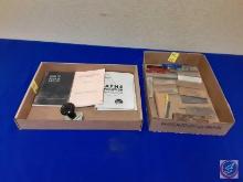Assortment of Honing Stones, Vintage Lathe Booklets, Vintage Lathe Operation and Machinists Tables