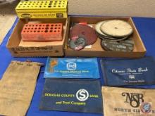 Assortment of Vintage Money Bags, Assortment of Sanding Discs and Buffing Wheels, (2) Vintage