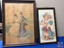 Vintage Framed Victorian Era Picture 18 1/2in. x 25 1/2in.,...Vintage Framed Victorian Era Picture