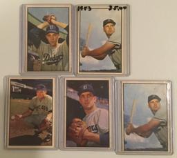 Five 1955 Bowman cards - #7-#14 – Various Players