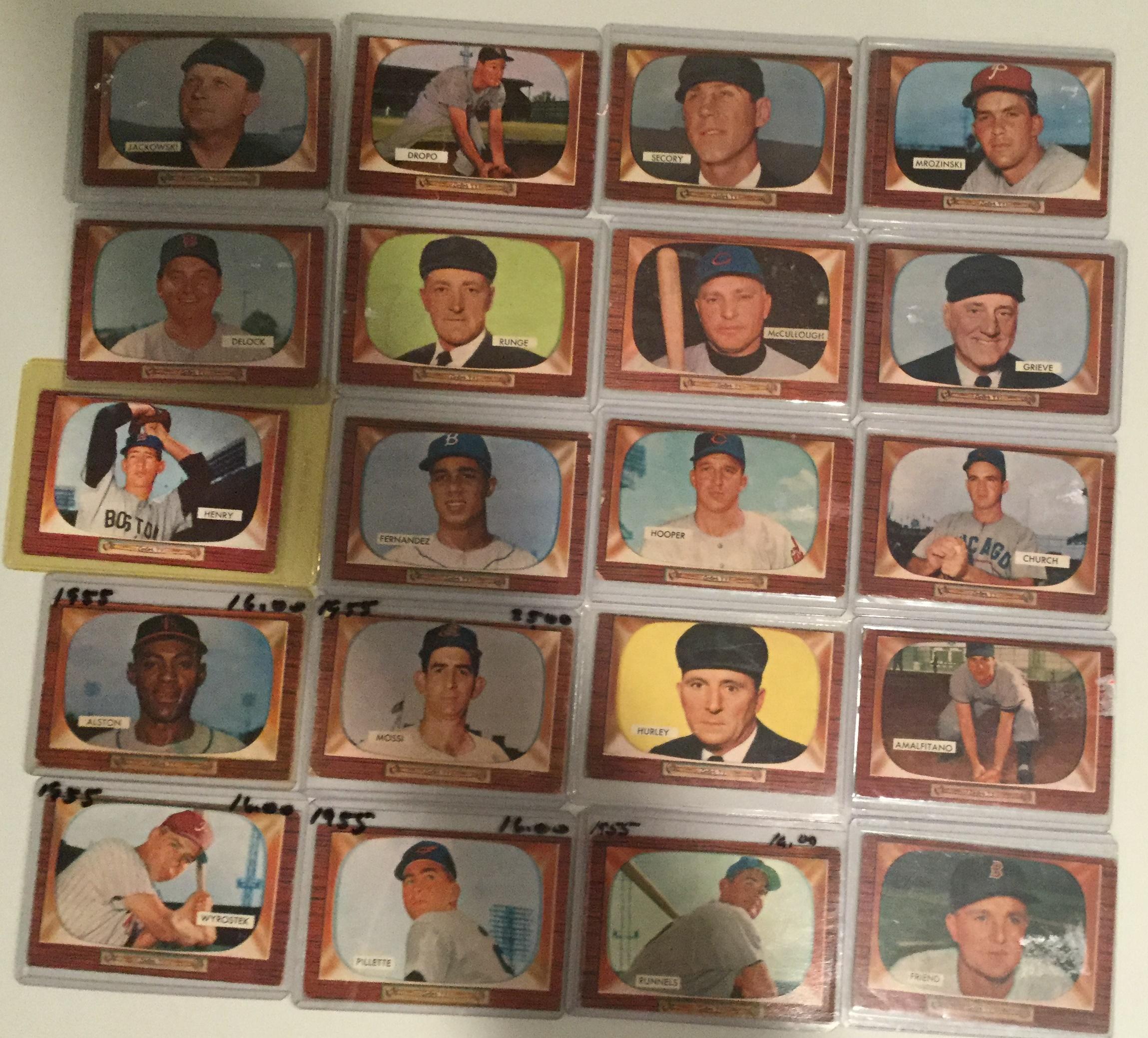 Twenty 1955 Bowman cards - #237-#287 – Various Players